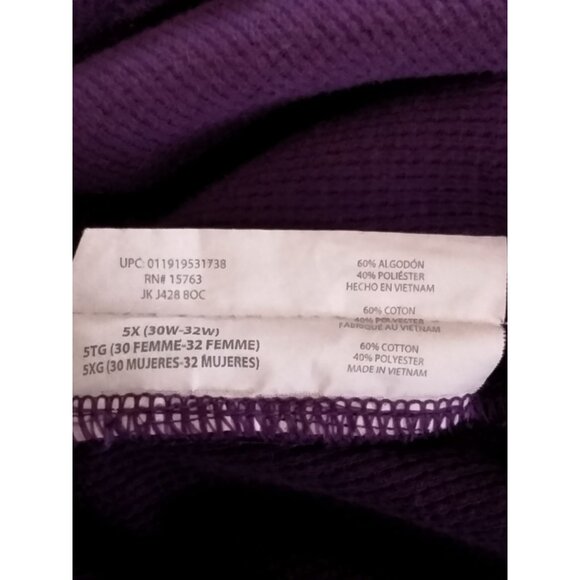 Just My Size Purple Plus Size 5X Top Scoop Neck 3/4 Sleeve Paisley Pattern - Picture 7 of 7